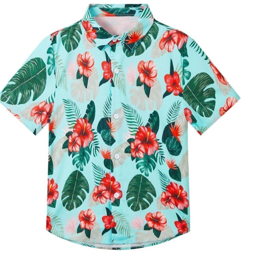 Kids Toddlers boys shirt short sleeve island‎ Hawaii Caribbean floral vacation